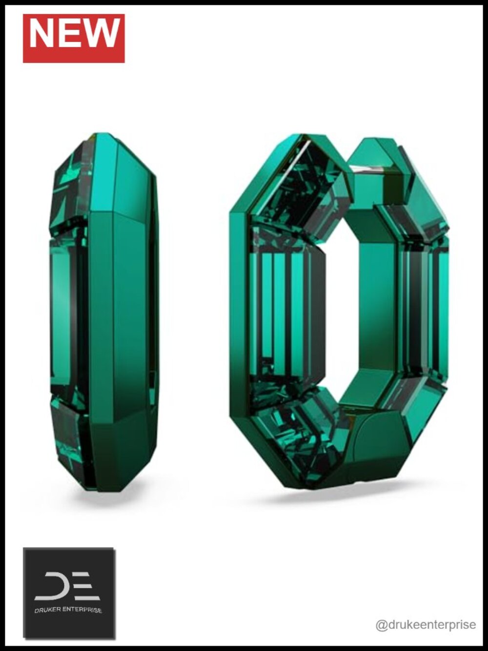 Swarovski Crystal Green Octagon Hoop Earrings